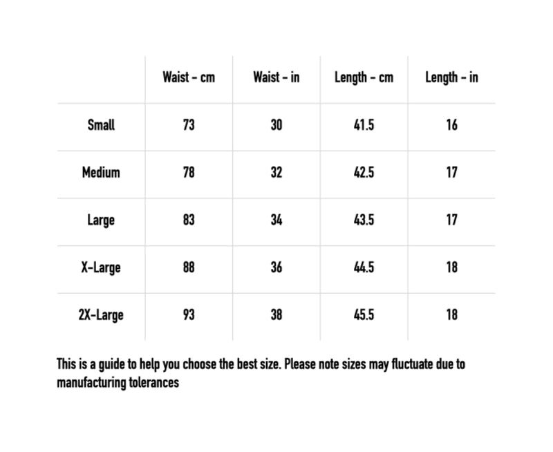Size chart for Embroidered Logo Shorts - Black